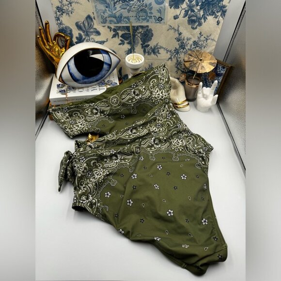 🆕 ZIMMERMANN 🧿 NWOT Paisley Scarf Sculpt Bandeau Swimsuit - Sz 3 - US 8, Green - Picture 15 of 15